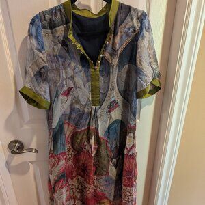 Vintage Print Silk Dress